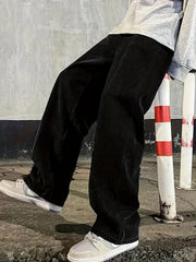 Loose Fit Jeans Mens Casual Street Style Denim Pants With Pockets