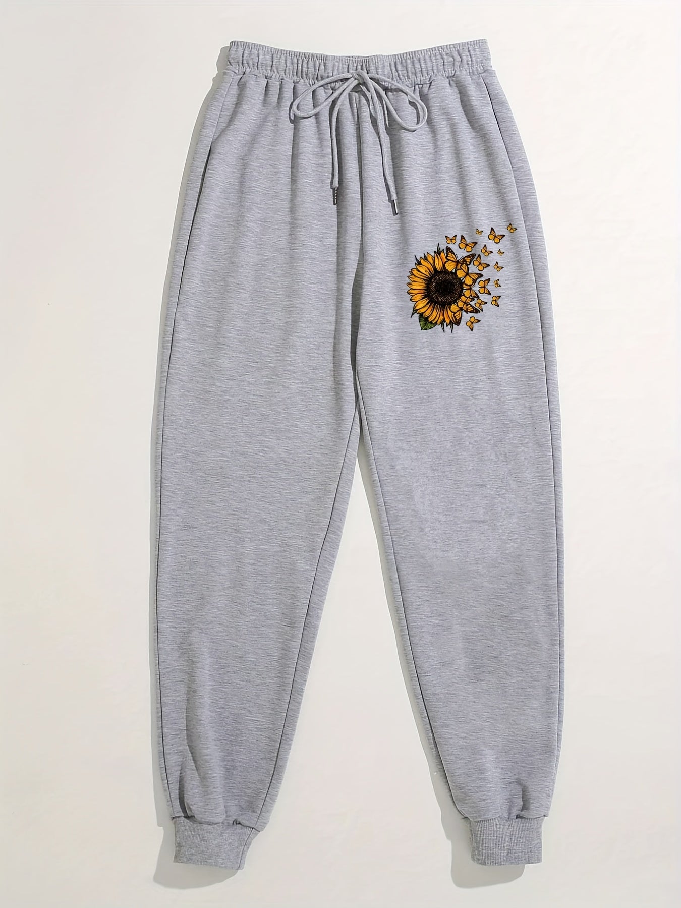 Floral & Butterfly Print Joggers Casual Drawstring Jogger For Spring & Fall