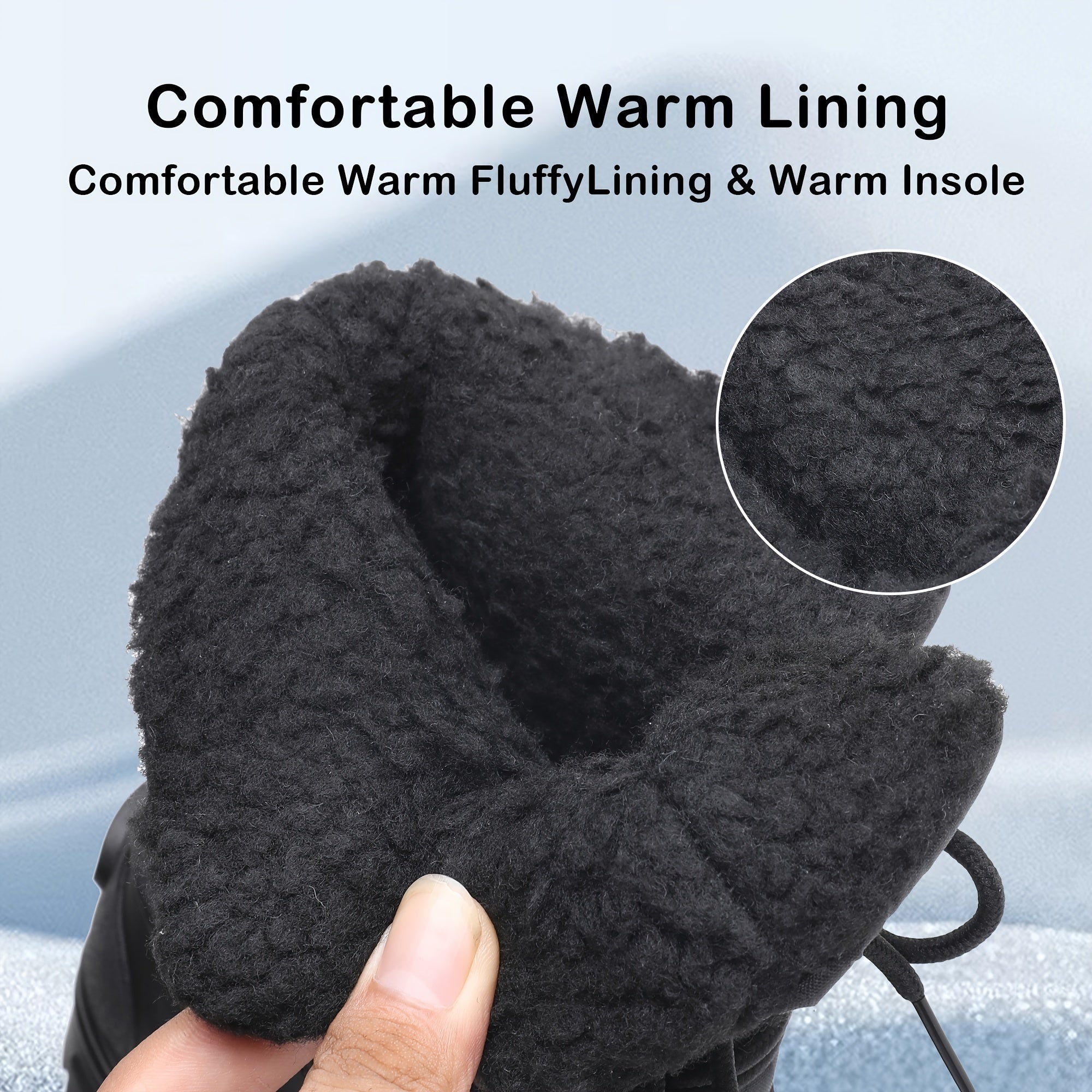 Boy's Cozy High Top Snow Boots Warm Fleece Plush Comfy Outdoor Hiking Shoes