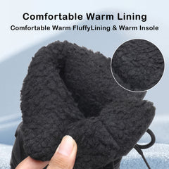 Boy's Cozy High Top Snow Boots Warm Fleece Plush Comfy Outdoor Hiking Shoes