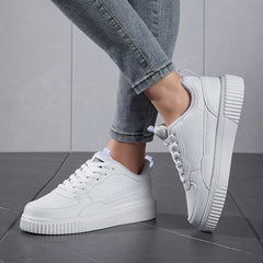 Faux Leather Solid Skate Shoes Wear Resistance Non Slip Flat Sneakers