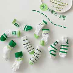 5 Pairs Letter Printed Sport Mesh Socks for Girls