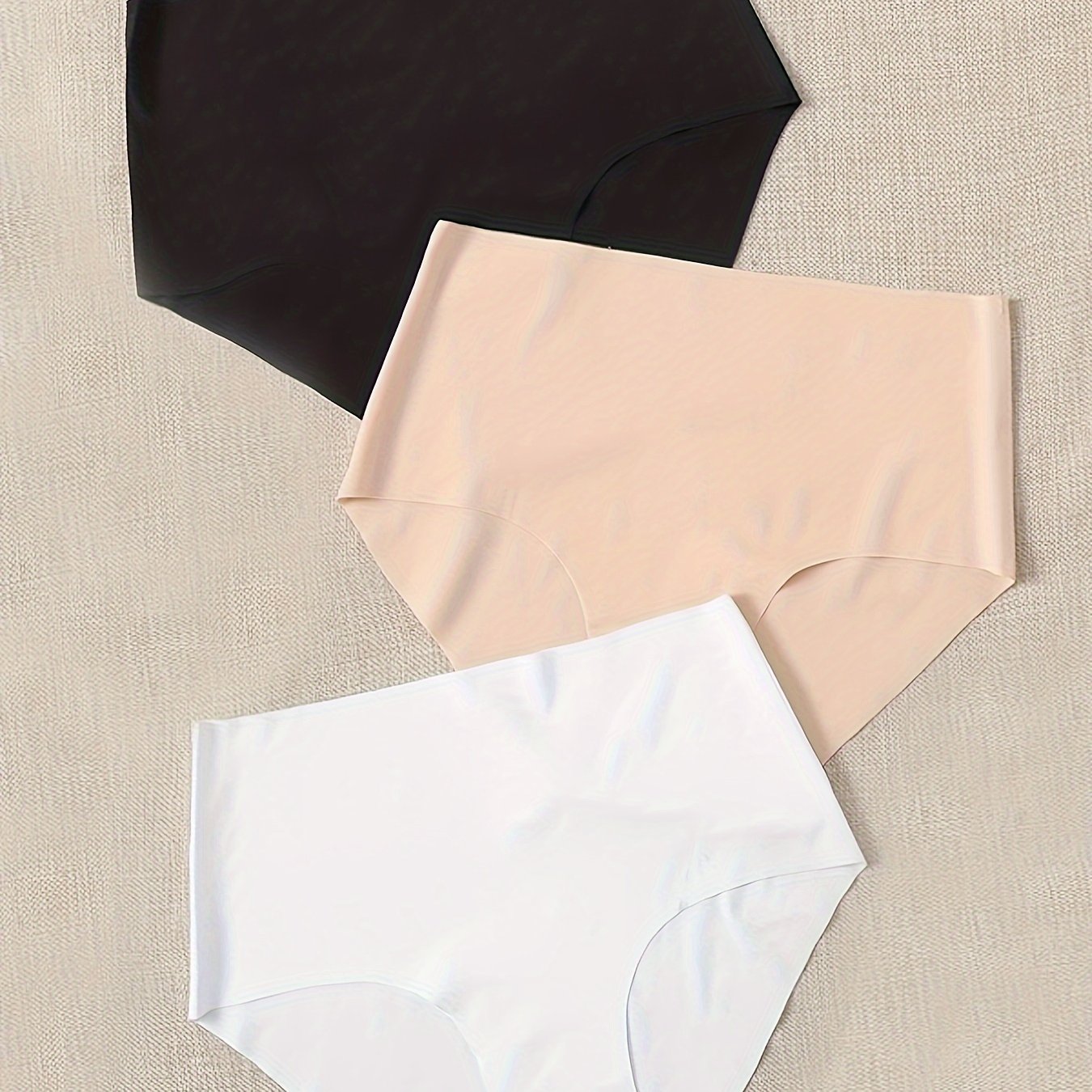 3pcs Seamless Solid Briefs Stretchy Intimates Panties