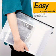 18pcs A5 Transparent Mesh Zipper Waterproof PVC File Bags - Extra Large
