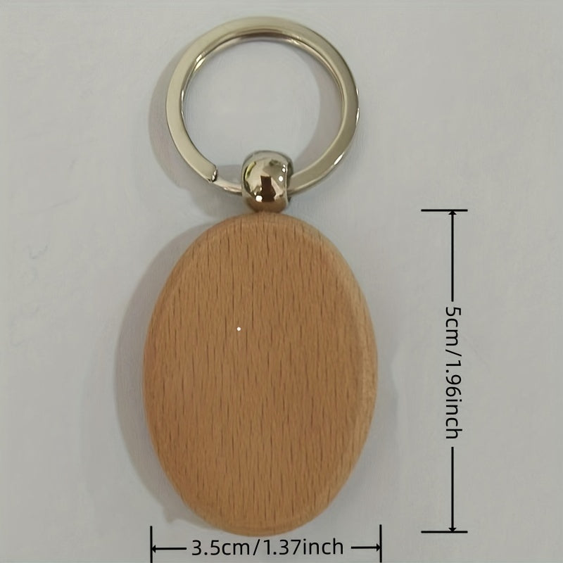 Beech Wood Keychain Wooden Tag DIY Square Pendant