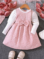 Grace Girls Bowknot Front Bubble Embossed Princess Dress