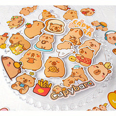 50pcs Capybara Stickers DIY Suitcases Phones Mugs Skateboards Khaki Mixe