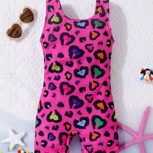 Girls Star Print One Piece Swimsuit Sleeveless Tank Top Shorts