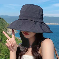 Pleated Sun Hat UV Protection Bucket Hat Adjustable Fisherman Cap