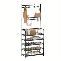 1pc Shoe Hat Holder Shoe Rack With Hooks 2 In 1 Vertical Hanging Stand