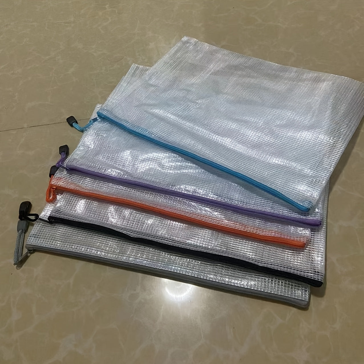 Grid Zipper File Bag Thickened PVC Waterproof Large Storage Bag