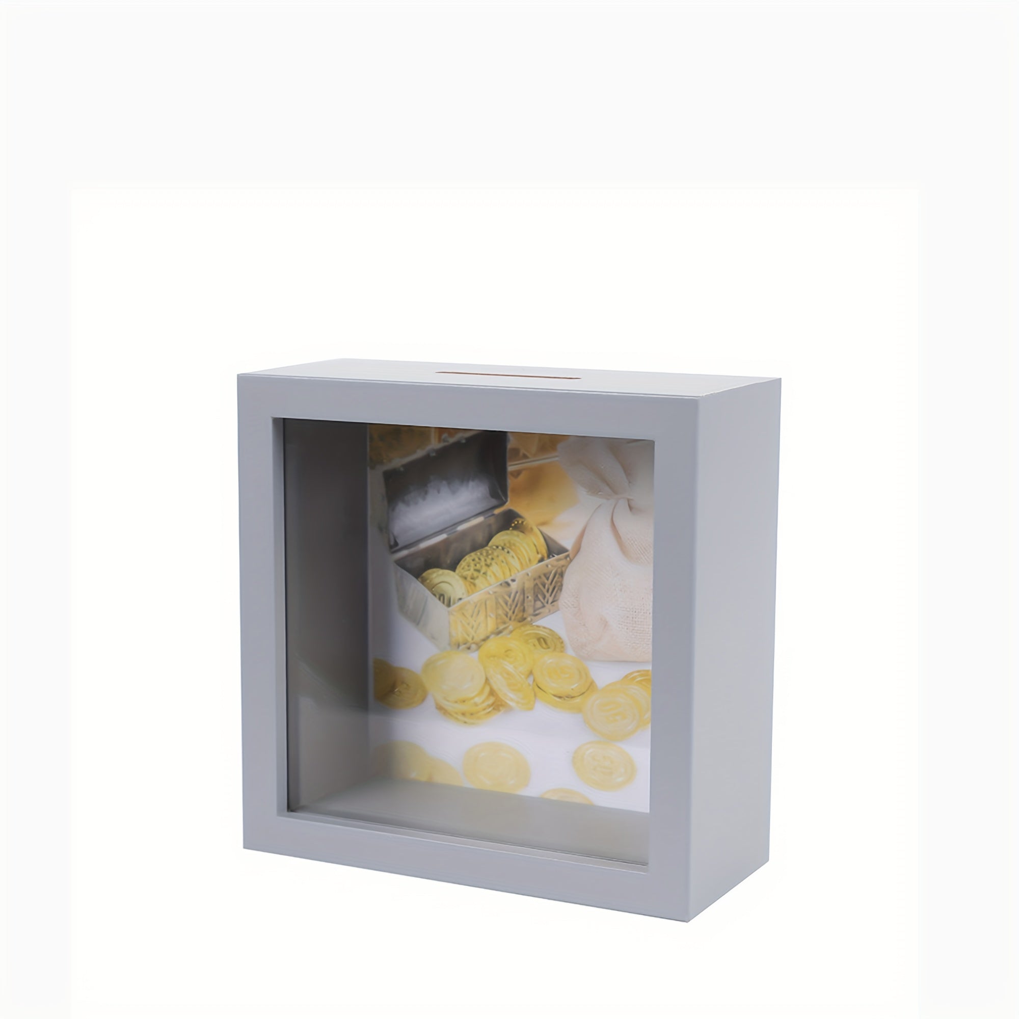 Acrylic Photo Frame Piggy Bank Transparent Reusable Coin Cash Money Box
