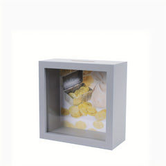 Acrylic Photo Frame Piggy Bank Transparent Reusable Coin Cash Money Box