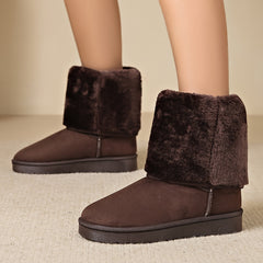 Women's Faux Fur Lined Mid Calf Boots Warm Winter Booties