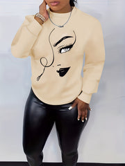 Graphic Print Pullover Sweatshirt for Women