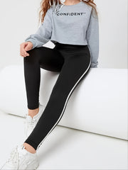 Striped Detail High Waisted Workout Leggings