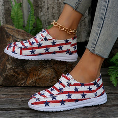 Women's Patriotic Boat Shoes Star & Stripe Graphic Canvas Shoes