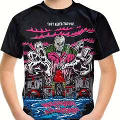 Boy's Halloween Party Skeleton Graphic T shirt Summer Casual Short Sleeve Tees