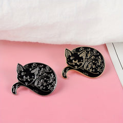 Enamel Sleepy Lazy Cat Pin Brooch for Clothing Bags Jackets