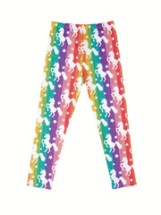 3pcs Girls Cartoon Unicorn And Butterfly Tie Dye Athletic Leggings