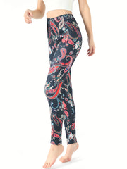 Paisley Print Yoga Tight Pants Stretchy Fitness Leggings