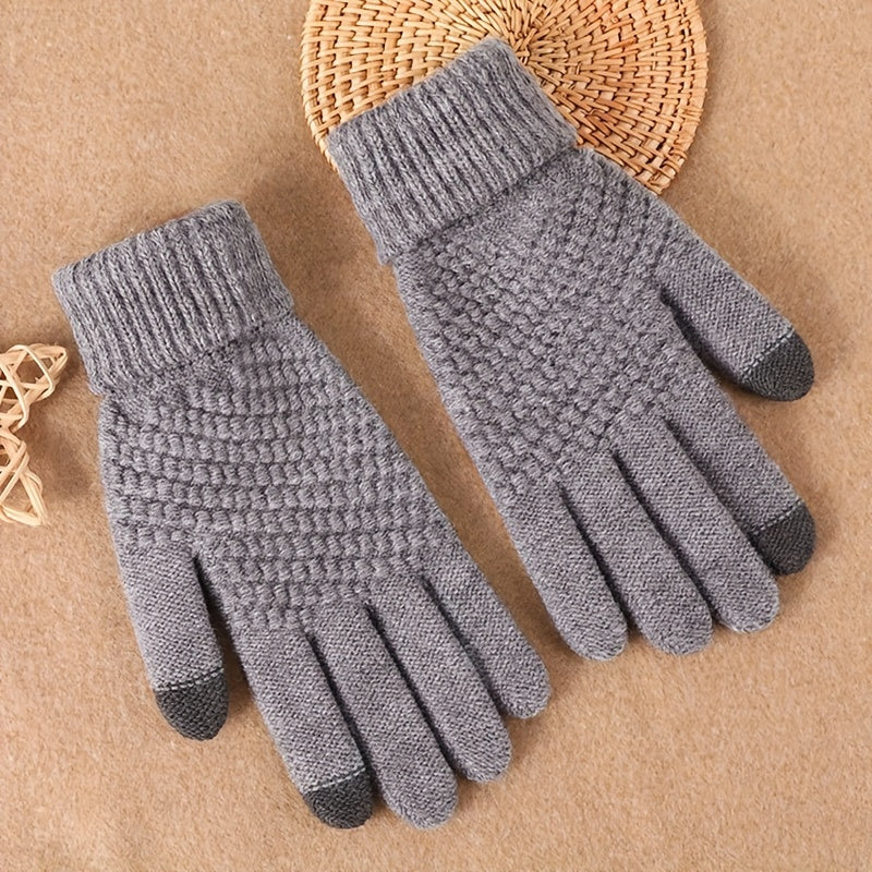 4pcs Men's Winter Knitted Touch Screen Gloves Coldproof Cycling Gloves