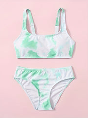 2pcs Tie Dye Bikini Girls Swimsuit Set Summer Swimwear Gift