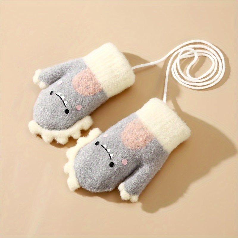 Kids Winter Dinosaur Full Finger Baby Mittens