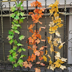 Autumn Maple Leaves and Rattan Door Hanging Decor