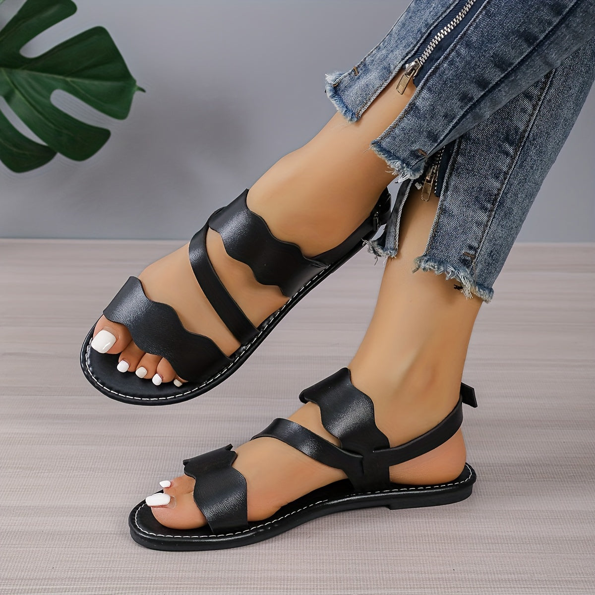 Women's Casual Solid Sandals Lightweight Beach Shoes