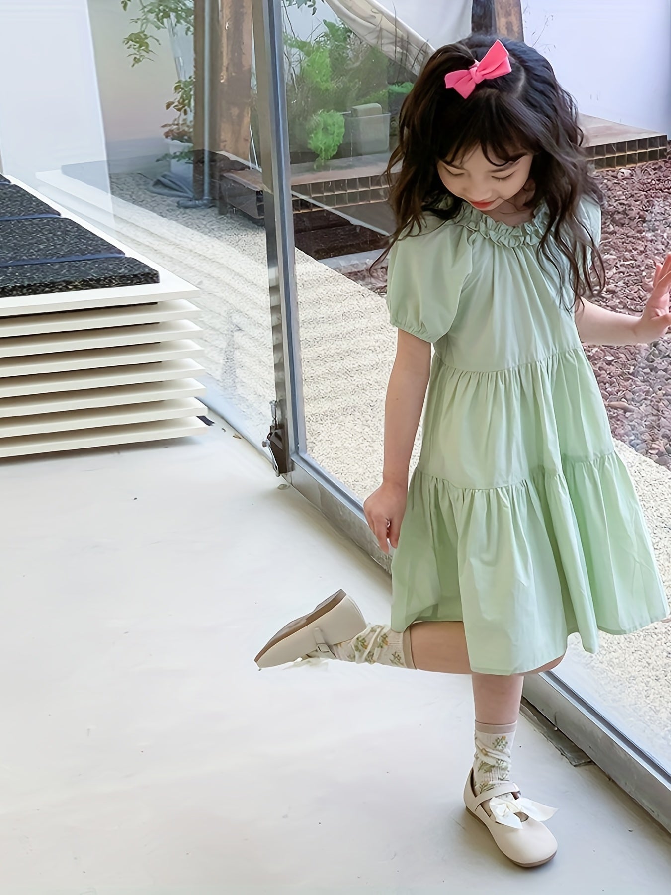 Girl's Princess Dress Cotton Puff Sleeve Summer Clothing