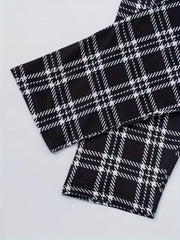 Letter Print Pajama Set Short Sleeve Crew Neck Top Plaid Pants
