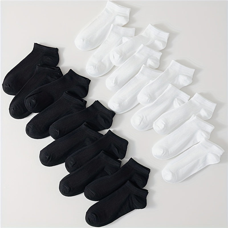 20 Pairs Women's Soft Ankle Socks Solid Color Comfy Stockings & Hosiery