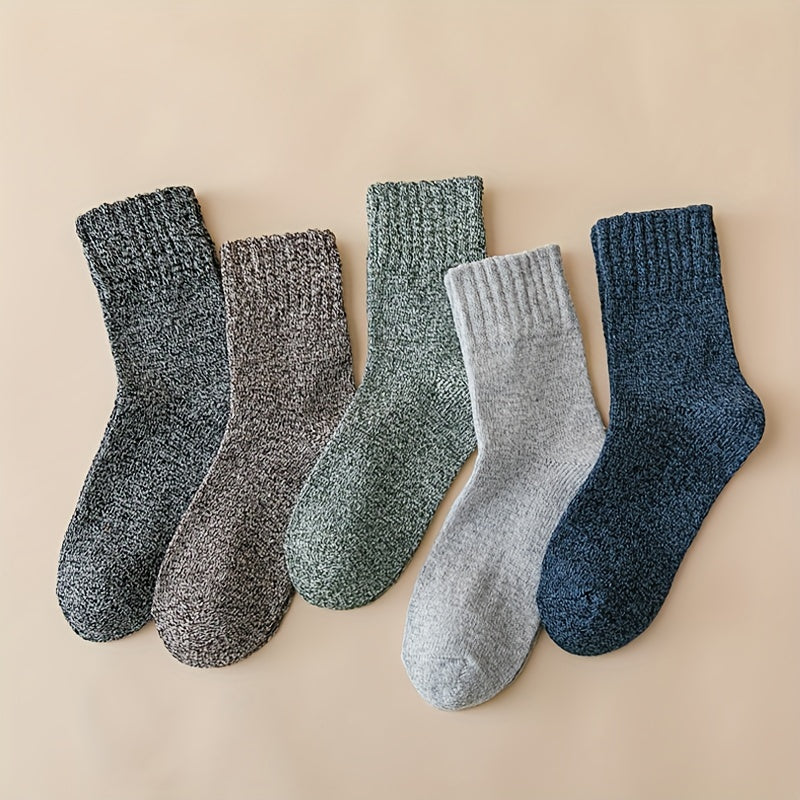 5 Pairs Women's Crew Socks Warm Mid Tube Stockings