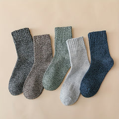 5 Pairs Women's Crew Socks Warm Mid Tube Stockings
