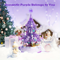 729pcs Purple Christmas Tree Building Blocks Toy with Music Box