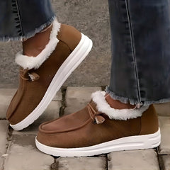 Women's Corduroy Slip On Non-slip Shoes Low Furry Warm Casual Comfy Shoes