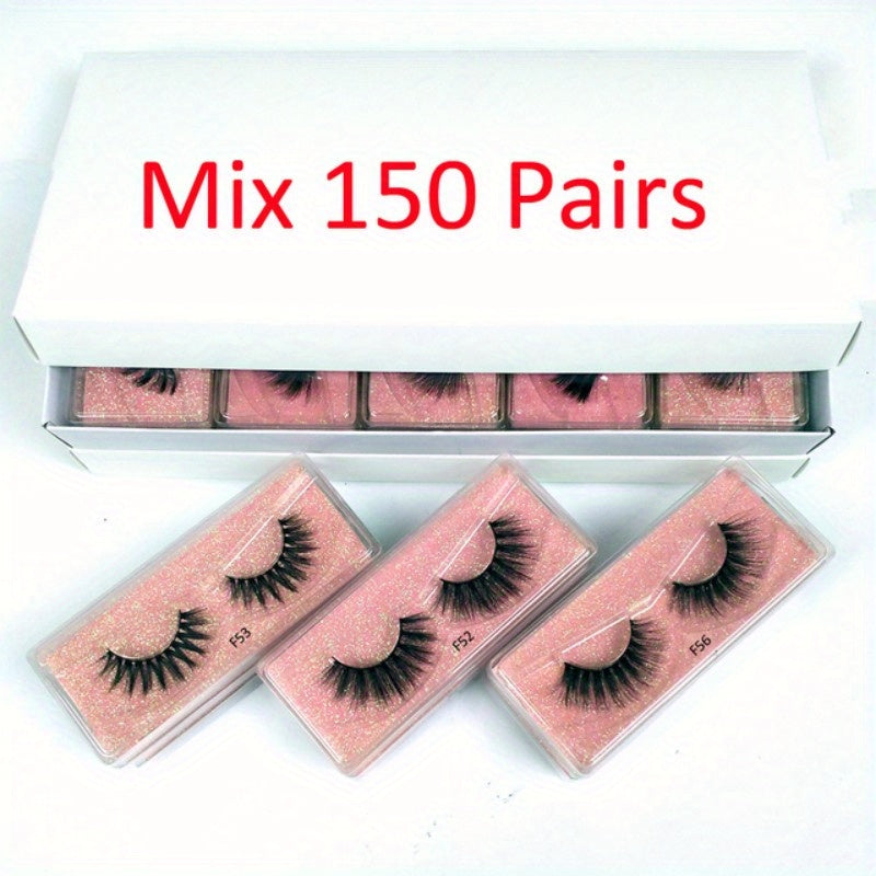 Faux Mink 3D Natural Look False Eyelashes, 200 Pairs