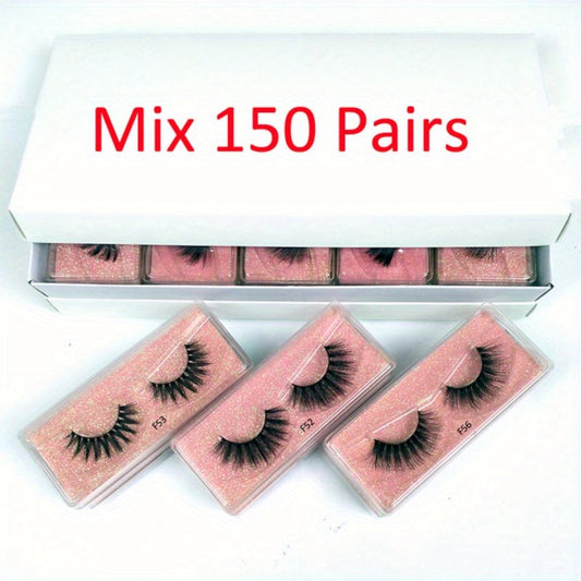 Faux Mink 3D Natural Look False Eyelashes, 200 Pairs