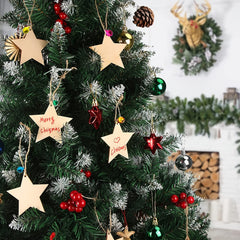10pcs Wooden Star Christmas Tree Ornaments DIY Painting Wood Slices