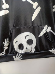 Skull Print Long Sleeve Hoodie With Pocket
