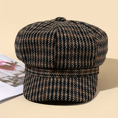 Plaid Octagonal Hat Outdoor Sun Hat Casual Cap Painter Hat