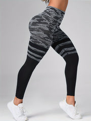 Camouflage Striped Leggings High Stretch Yoga Running Pants
