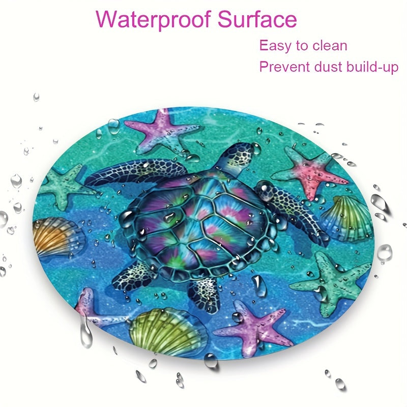 22cm Turtle & Starfish Printed Mouse Pad - Anti Slip & Waterproof