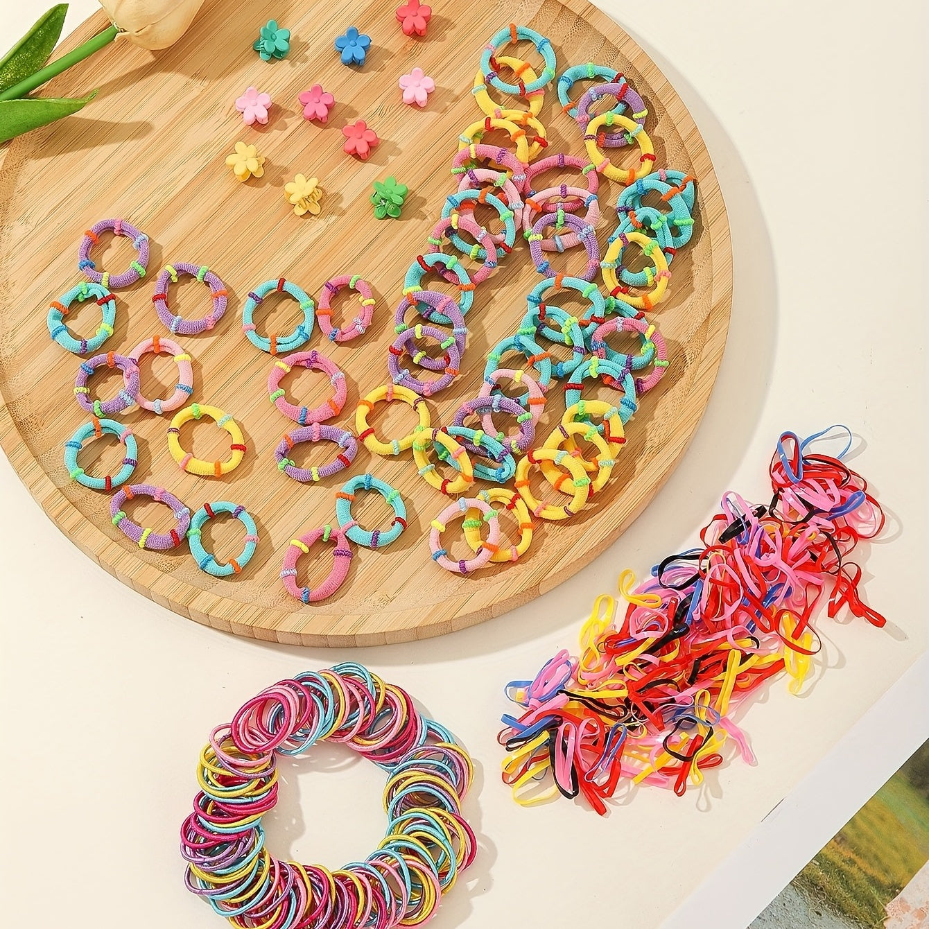 410pcs Colorful Elastic Ponytail Holder Hair Styling Kit