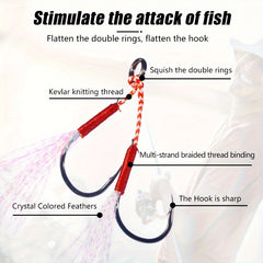 5pcs Slow & Fast Jigging Lure Hooks Fishing Tackle