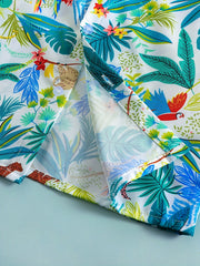 2pcs Boys Teen Casual Plant Graphic Print Shirt & Shorts Set for Summer