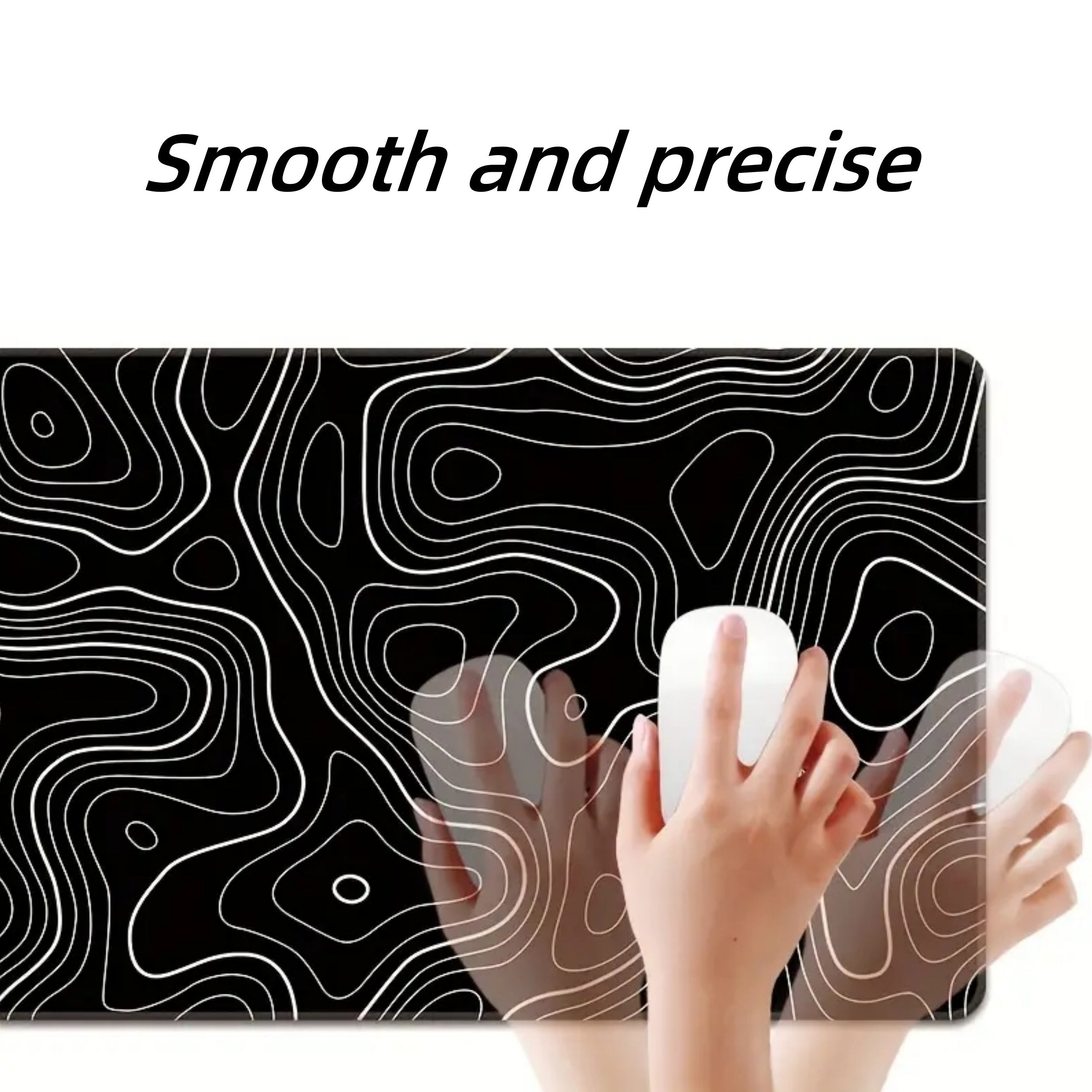 Abstract Terrain Line Outline Non Slip Mouse Pad - Washable Desk Mat