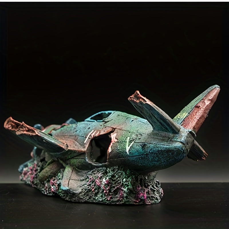 Aquarium Helicopter Wreckage Decor - Enhance Fish Habitat