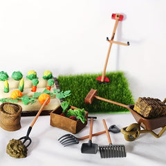 7pcs Garden Tool and Vegetable Set Micro Farm Ornaments